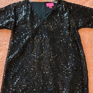 Lilly Pulitzer Black Sequin Long Sleeve Dress